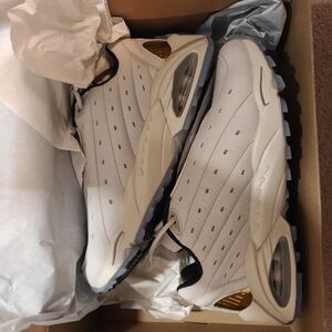 Men's White and Gold Athletic Shoes